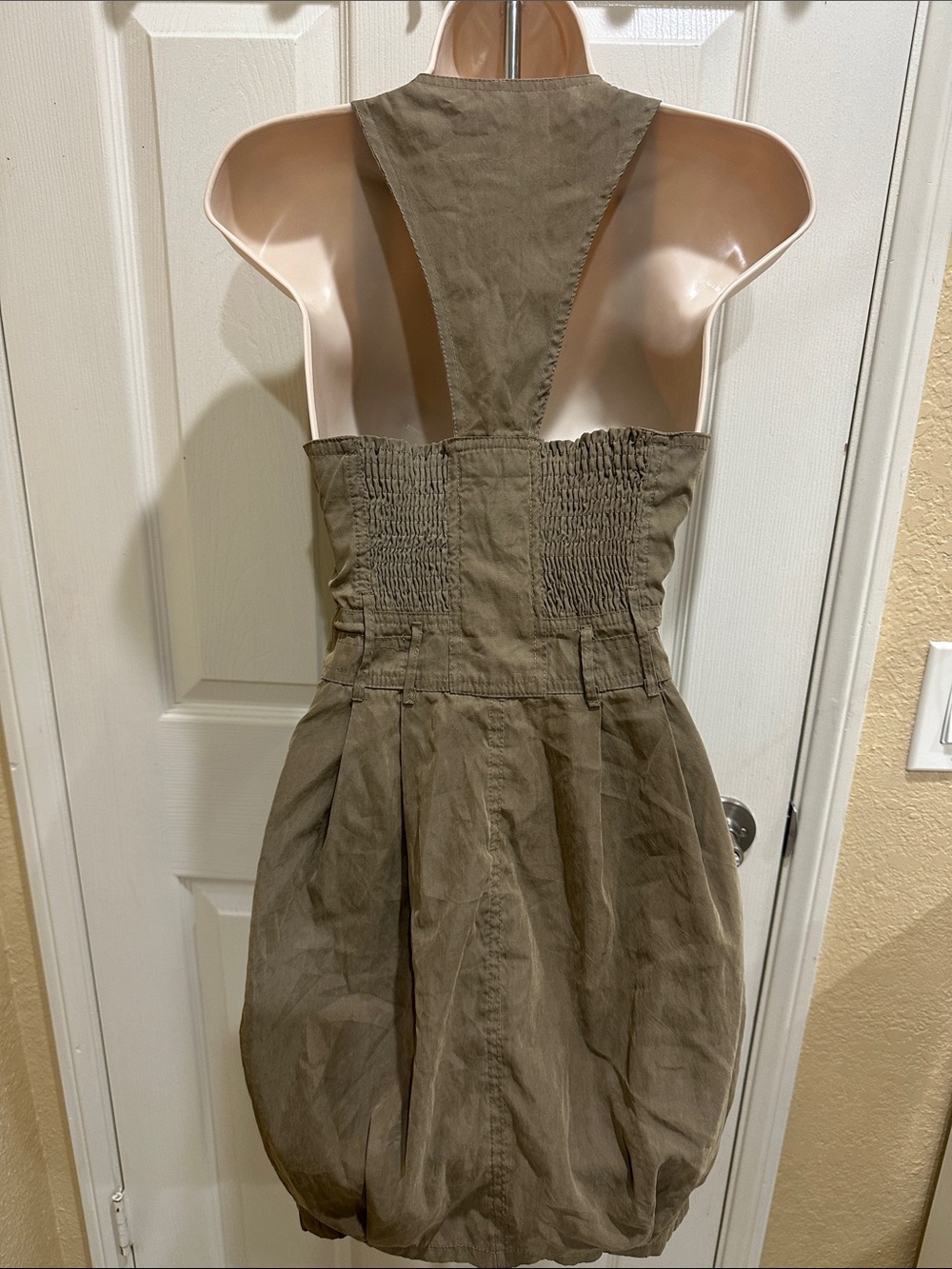 Olive Button-Front Utility Sundress - Picture 8 of 10